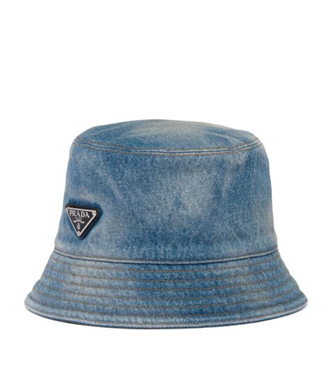 prada bucket hat pattern|Prada denim bucket hat.